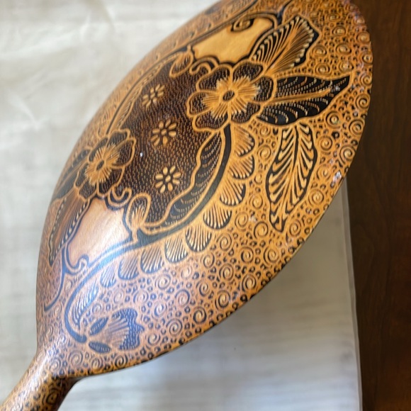 Exotic wood Java Batik Wooden Hand painted vanity hand held Mirror - Picture 4 of 8